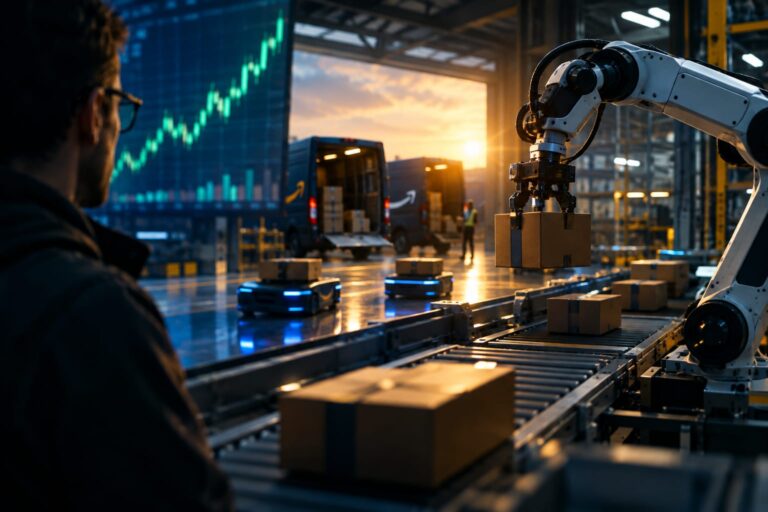 AMZN Stock Climbs As Amazon Reportedly Plans Automation Initiative To Use AI And Robotics For Delivery Stations